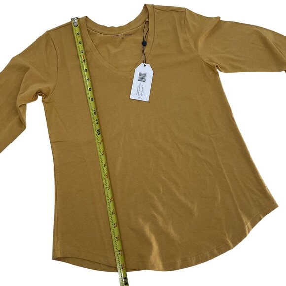 Universal Standard Womens Long Sleeve V-Neck Tee In Honey Mustard 4XS 00 - Picture 9 of 10